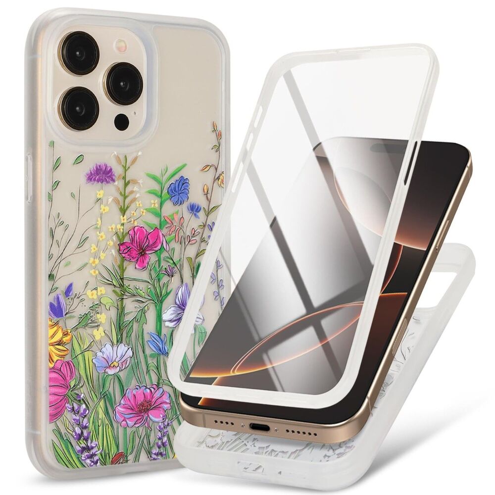 iPhone 15 Pro Case with Built-in Screen Protector, Floral, 20J-172PH008